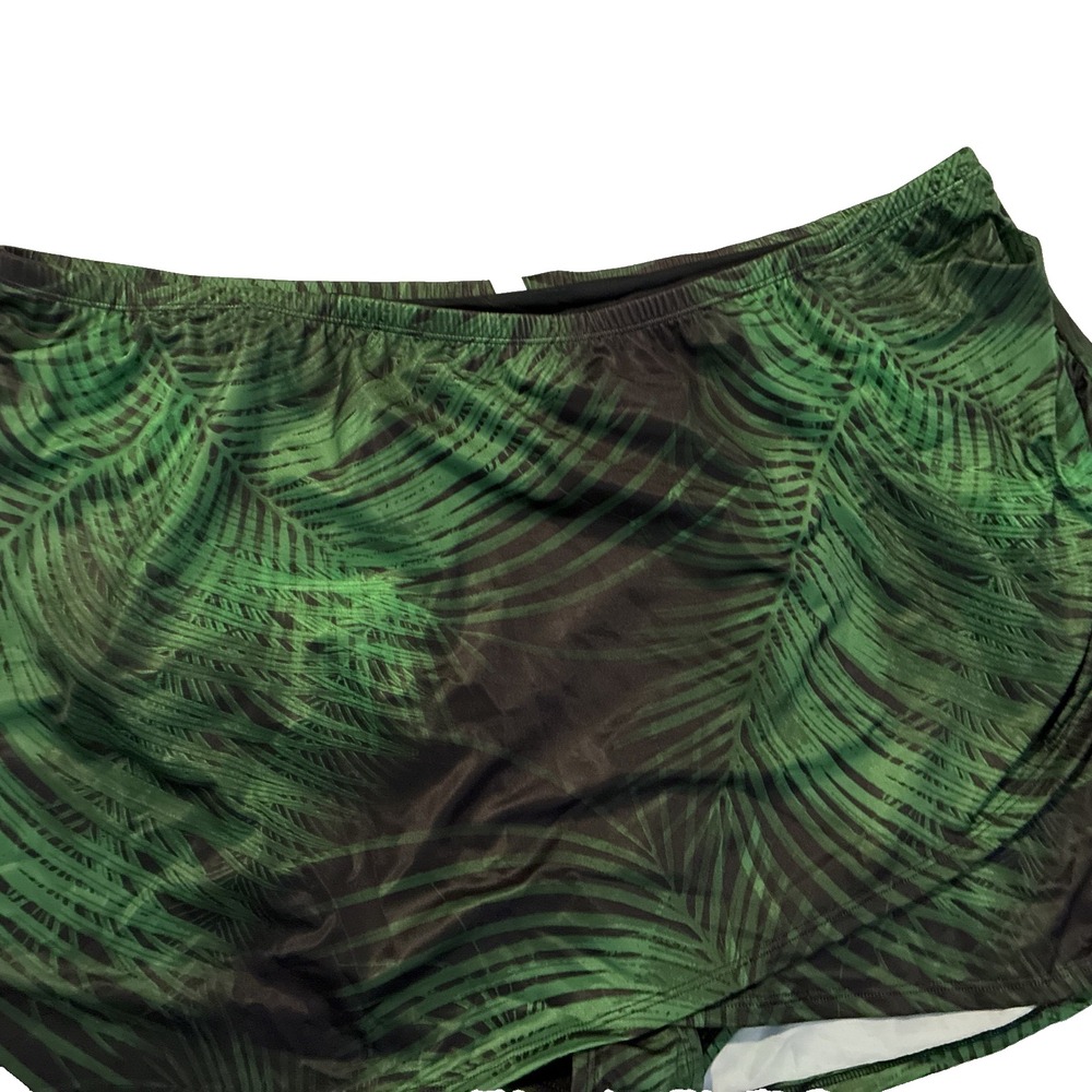 Cacique Swim Skirt‎ Tropical Palm Leaf Print Green Black Size 32 NWT REPREVE
